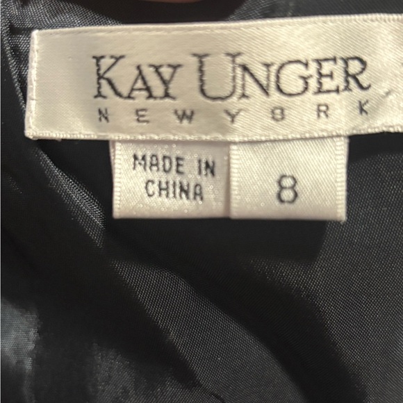 KAY UNGER NAVY BLUE 100% SILK OVER LACE KEY HOLE MIDI PARTY DRESS FIT & Flare 8 - Picture 10 of 14